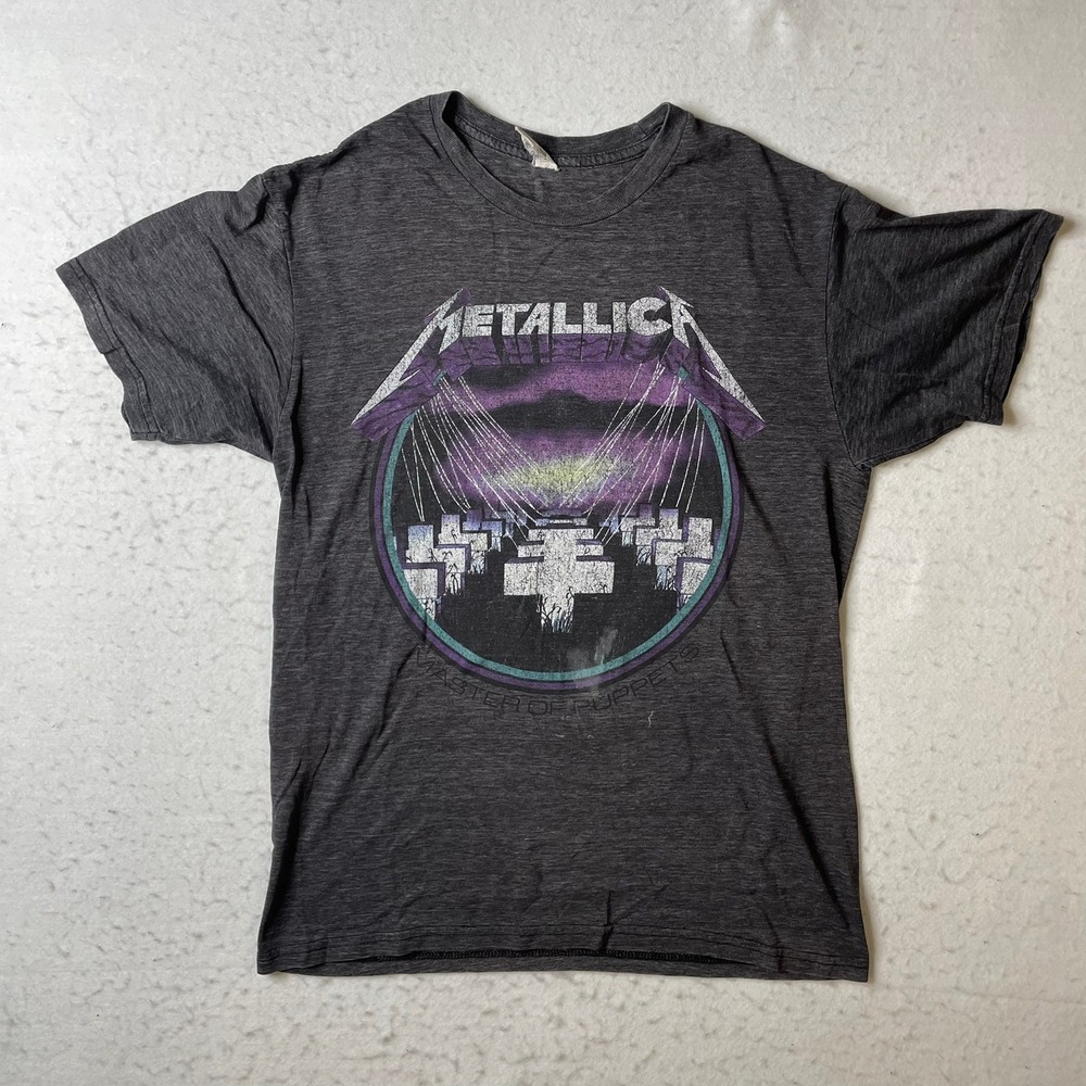 Metallica Master of Puppets Graphic T-Shirt Mens Medium‎ Charcoal Grey Rock Band